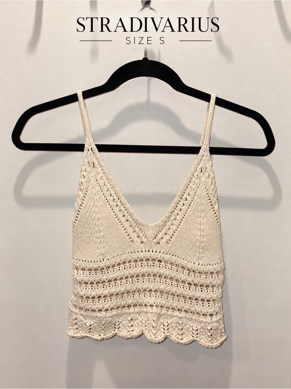 Stradivarius Cream Crochet Knit Camisole